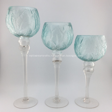 Glass candlestick holder set of 3